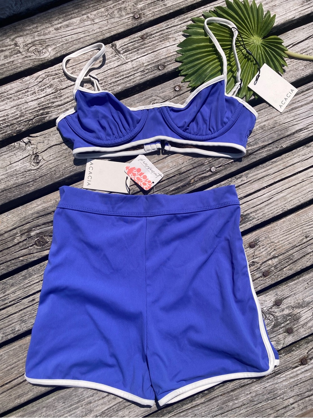 ACACIA x Free People Set - Sadie Bikini Top & Tommy Surf Short in Sapphire Rib